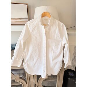 Ann Mashburn Oversized Poplin Shirt in White Size Medium